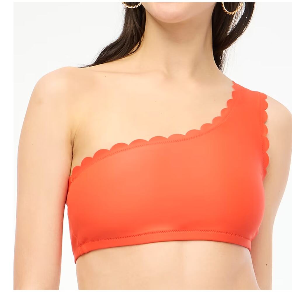 NEW J. Crew Scalloped one-shoulder bikini top Medium
